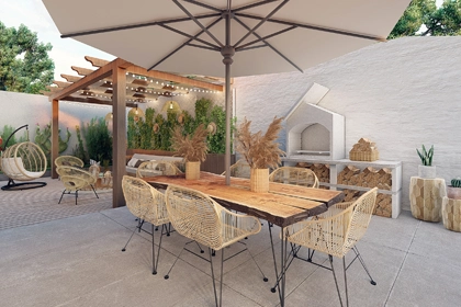 Espace couvert pour repas extérieur