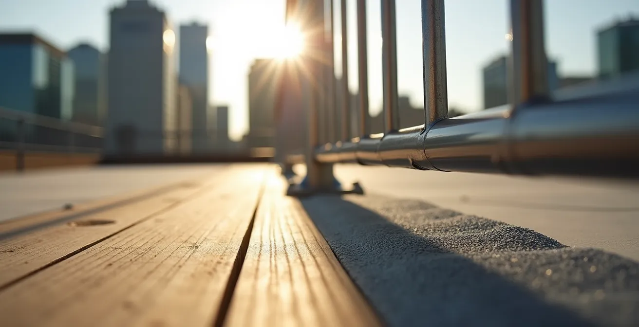Terrasse sur toit avec vue panoramique sur le Mont-Royal et skyline de Montréal