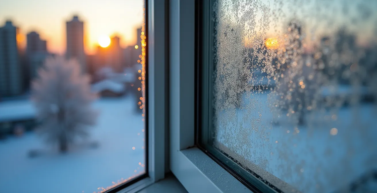 Comparaison visuelle de la condensation entre double et triple vitrage en hiver québécois
