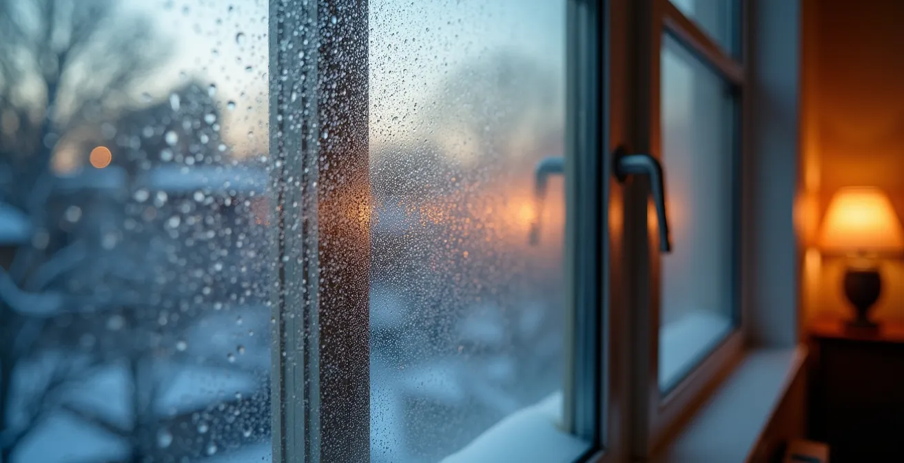 Intérieur hivernal montréalais avec système de gestion de l'humidité visible